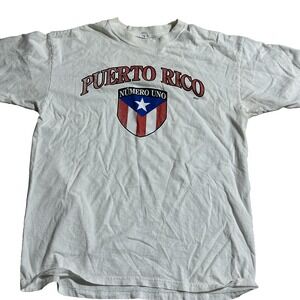 Vintage Puerto Rico Anvil T-Shirt Tourist Graphic‎ Tee Men's L Faded